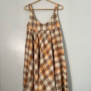 UO Bianca Urban Outfitters Embroidered Babydoll Midi Dress